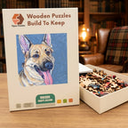 German Shepherd Portrait Wooden Puzzle – packaged wooden puzzle gift box