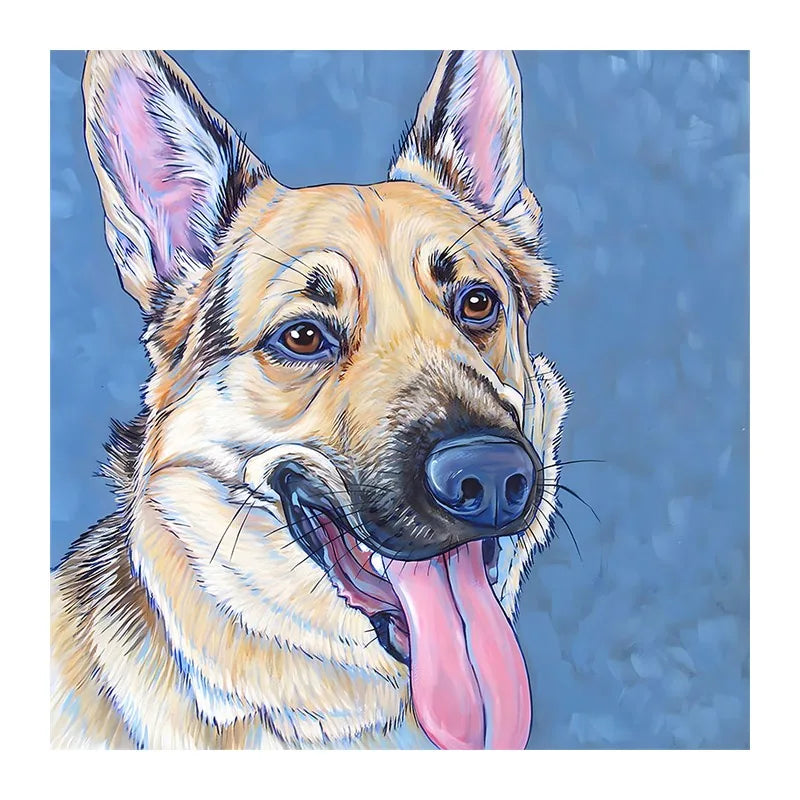 German Shepherd Portrait round wooden puzzle