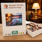 Lake Cabin Sunrise Wooden Puzzle – packaged wooden puzzle gift box