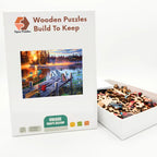 Lake Cabin Sunrise Wooden Puzzle – packaged wooden puzzle gift box