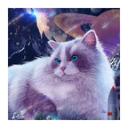 Cosmic Space Cat round wooden puzzle