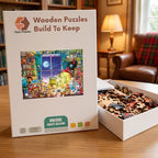 Vintage Toy Window Wooden Puzzle – packaged wooden puzzle gift box