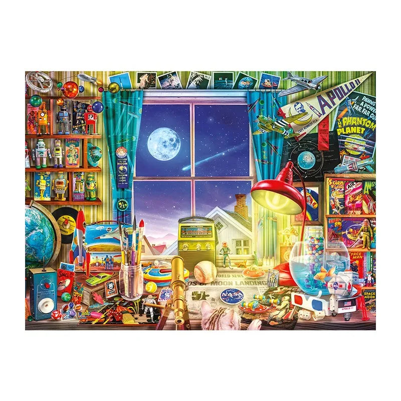 Vintage Toy Window round wooden puzzle