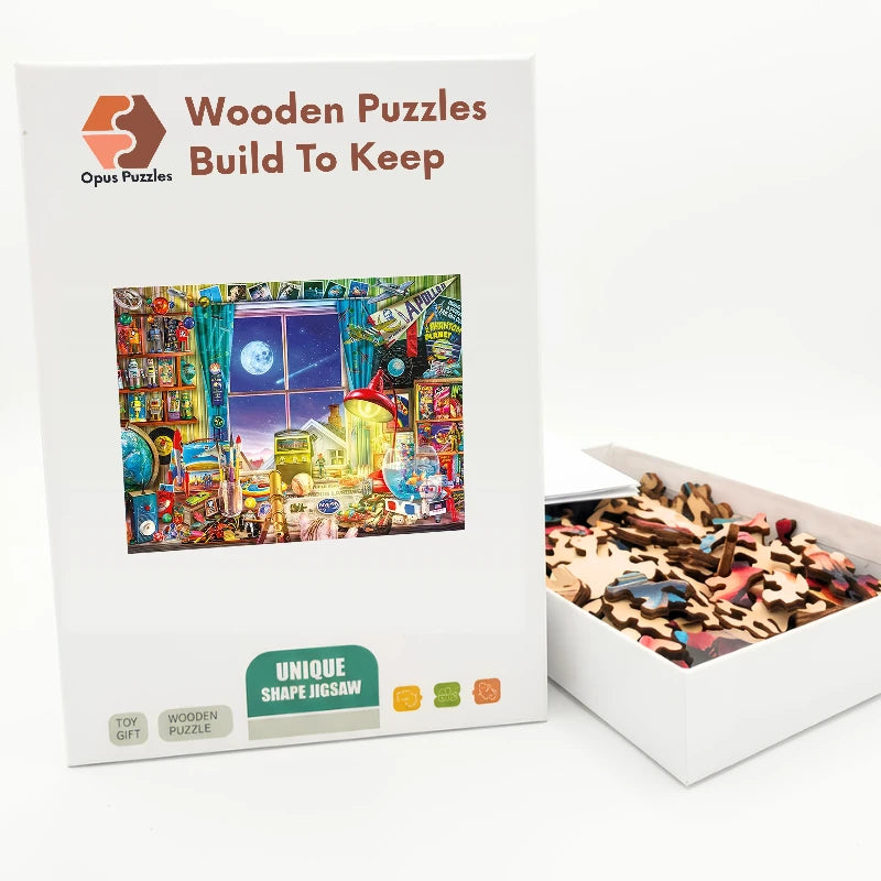Vintage Toy Window Wooden Puzzle – packaged wooden puzzle gift box