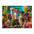 Puppy Doorstep Garden round wooden puzzle