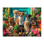 Puppy Doorstep Garden round wooden puzzle