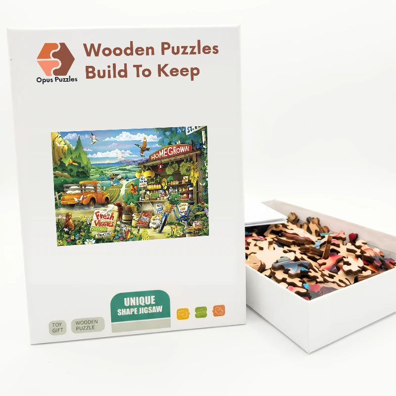 Homegrown Farm Stand Wooden Puzzle – packaged wooden puzzle gift box