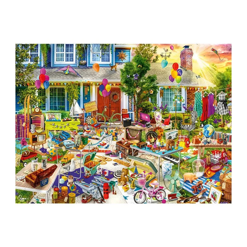 Yard Sale Saturday round wooden puzzle