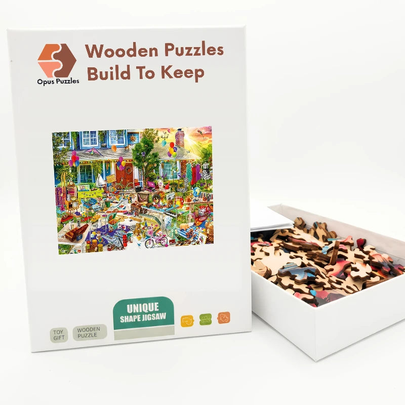 Yard Sale Saturday Wooden Puzzle – packaged wooden puzzle gift box