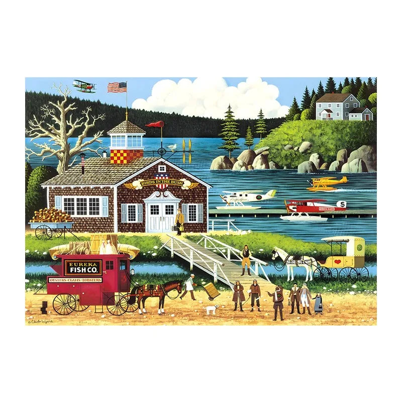 Coastal Fish Co round wooden puzzle
