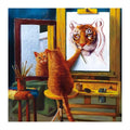 Tiger Painter Cat round wooden puzzle