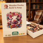 Three Pigs In Bloom Wooden Puzzle – packaged wooden puzzle gift box