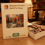 Autumn Cabin Stream Wooden Puzzle – packaged wooden puzzle gift box