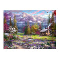 Spring Cabin Meadow round wooden puzzle