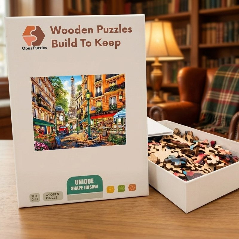 Paris Cafe Morning Wooden Puzzle – packaged wooden puzzle gift box