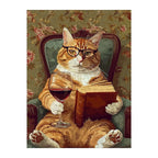 Cat With Wine And Book round wooden puzzle