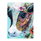 Folk Cow Bloom round wooden puzzle