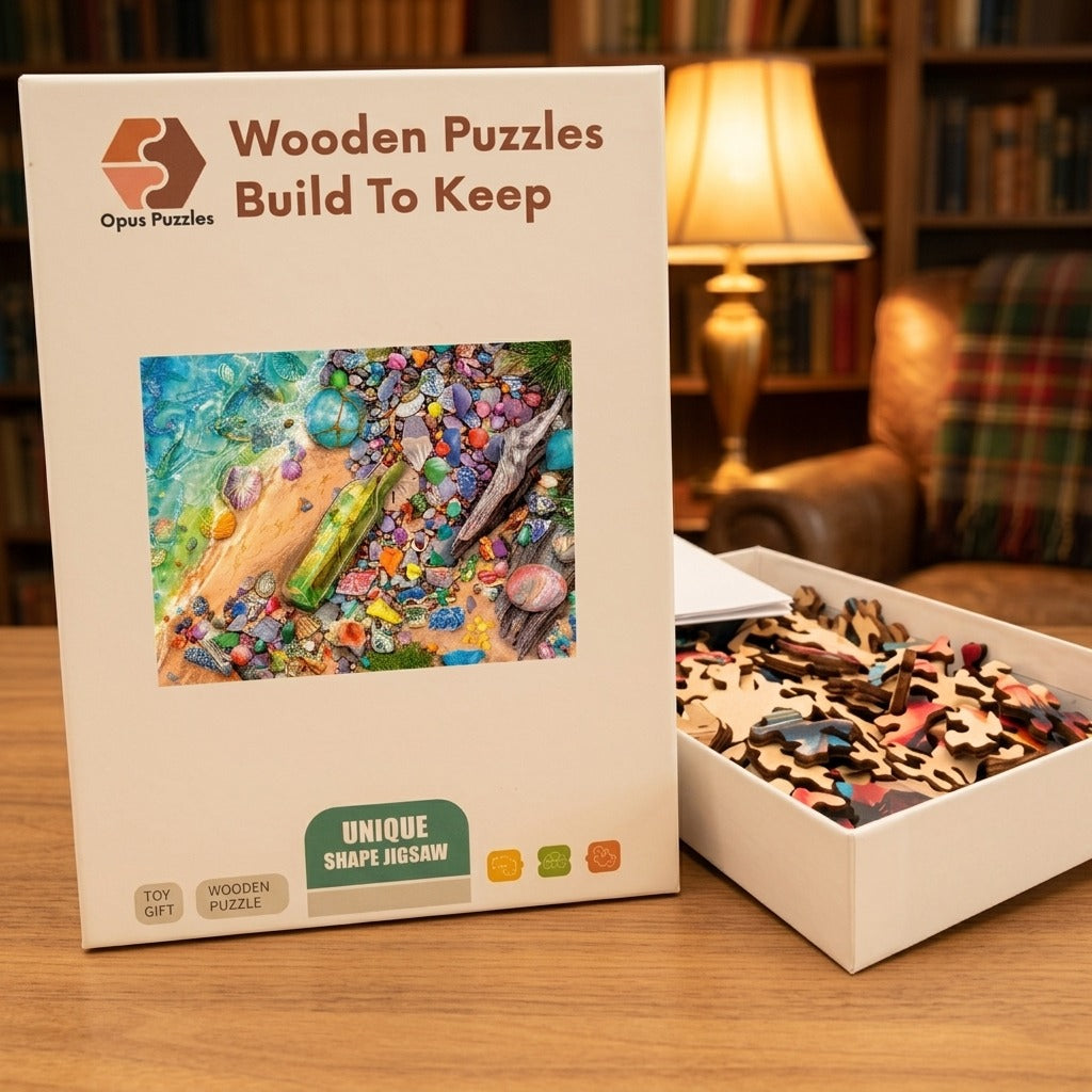 Beach Treasure Bottle Wooden Puzzle – packaged wooden puzzle gift box