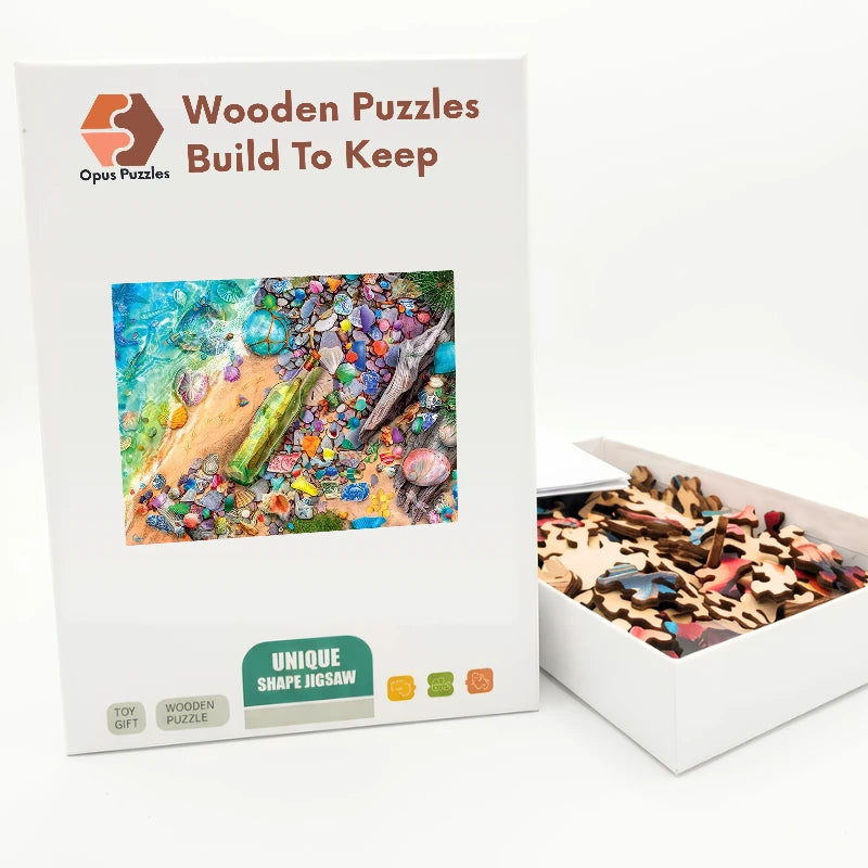 Beach Treasure Bottle Wooden Puzzle – packaged wooden puzzle gift box