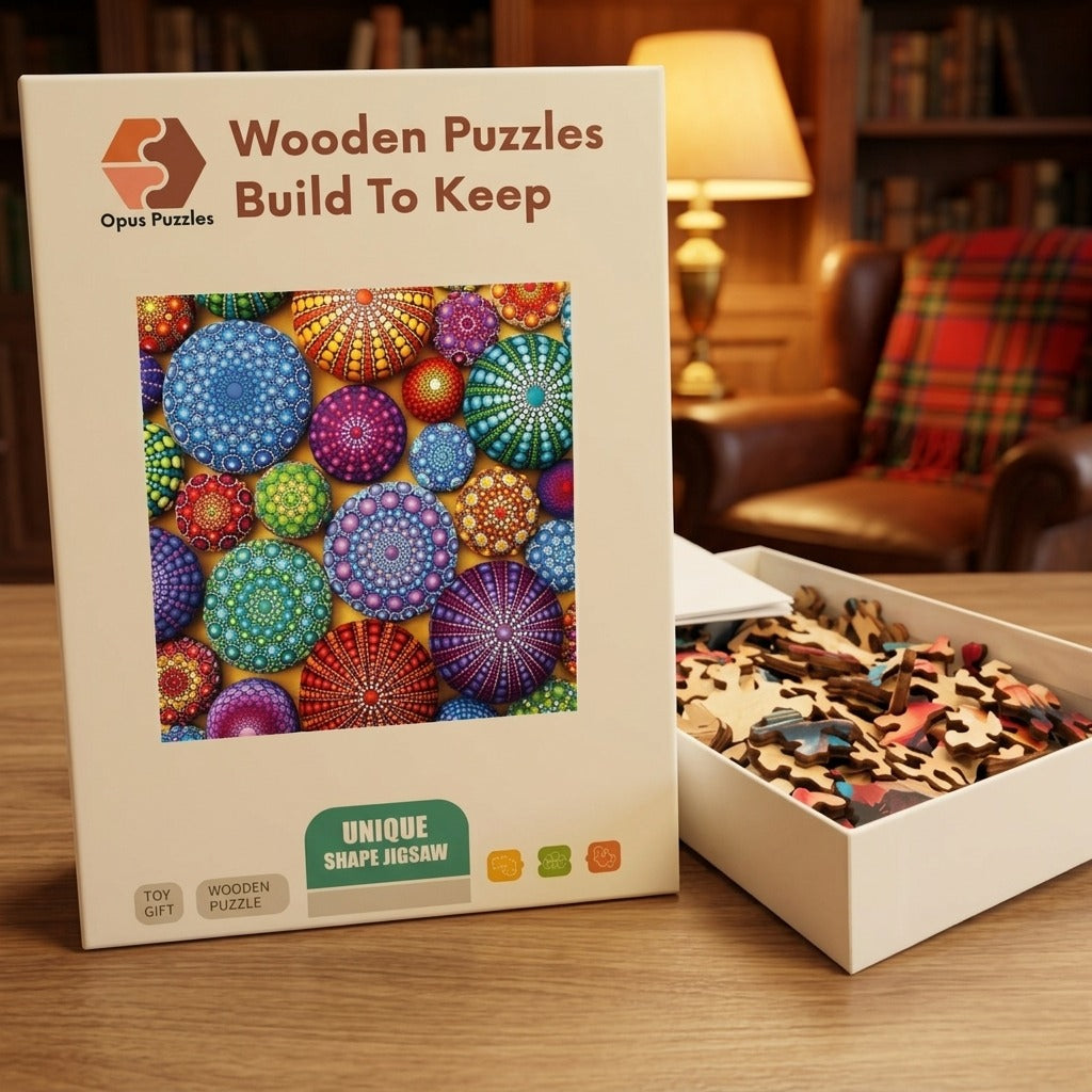 Mandala Stones Garden Wooden Puzzle – packaged wooden puzzle gift box
