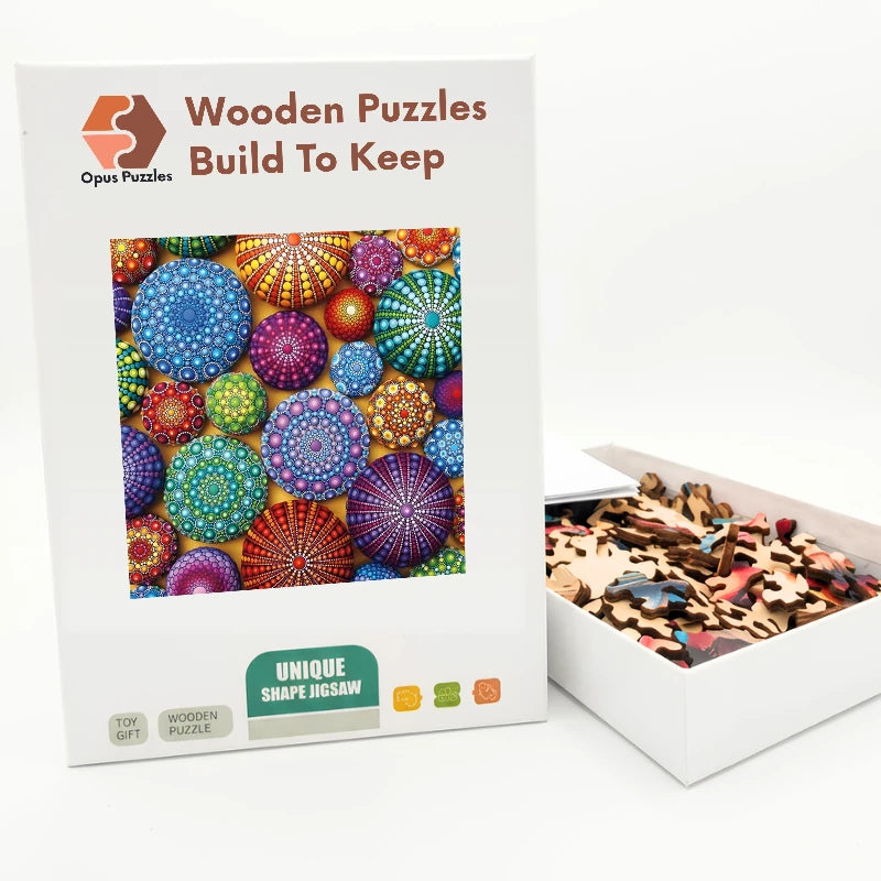 Mandala Stones Garden Wooden Puzzle – packaged wooden puzzle gift box