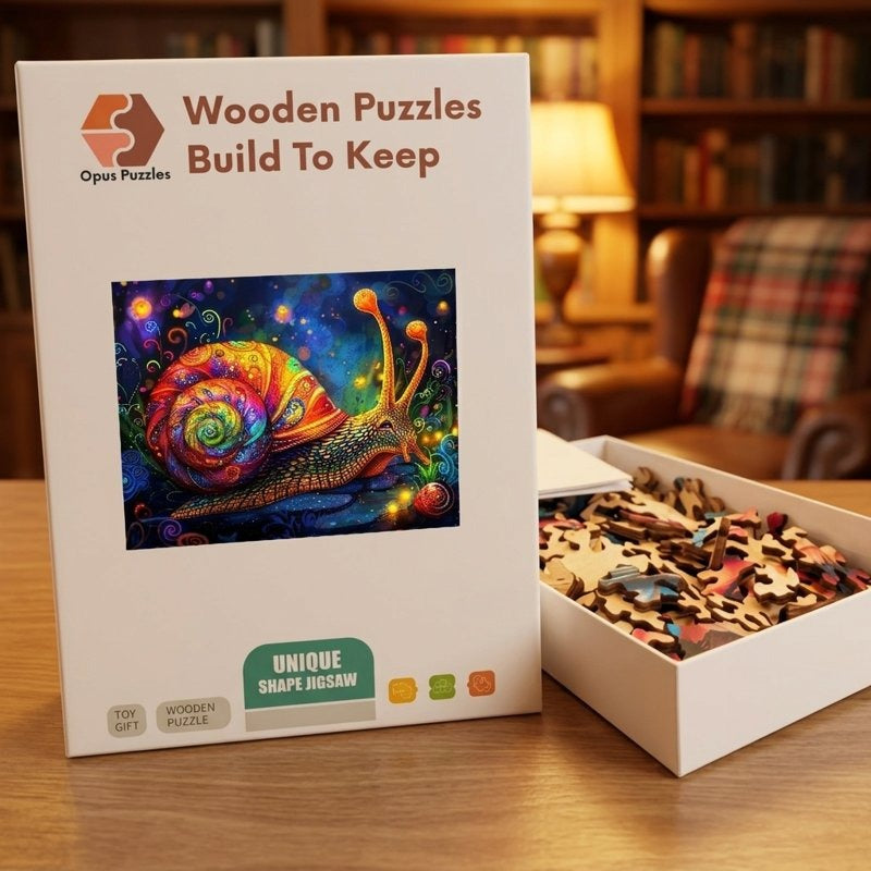 Glowing Snail Garden Wooden Puzzle – packaged wooden puzzle gift box