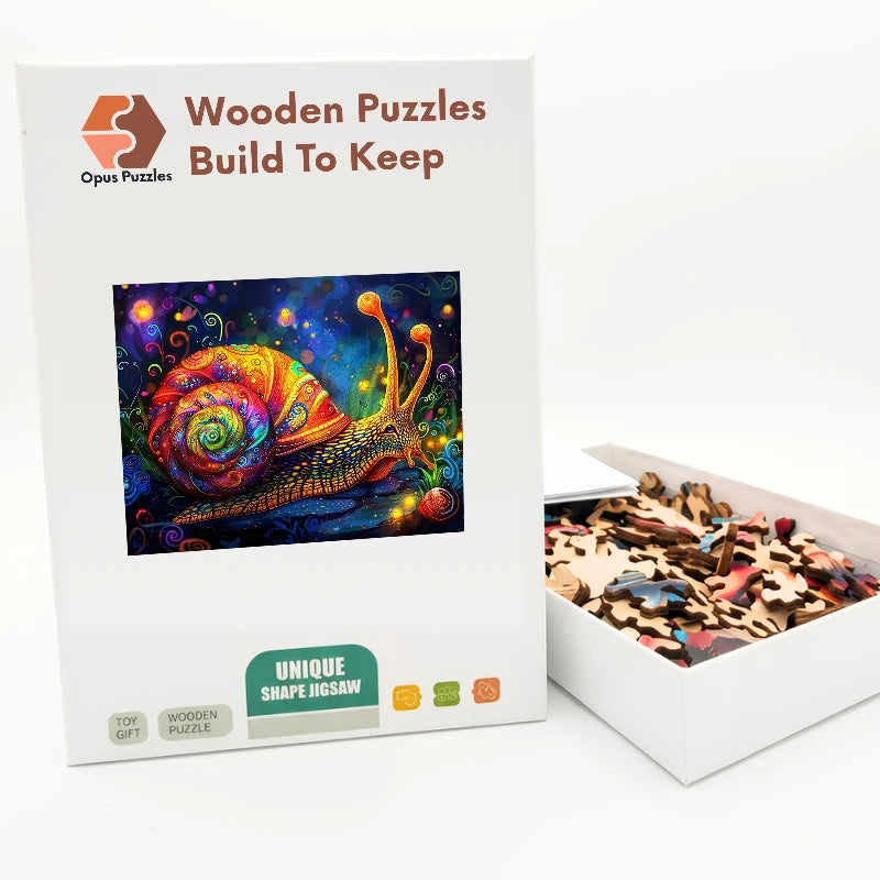Glowing Snail Garden Wooden Puzzle – packaged wooden puzzle gift box