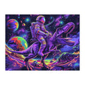 Space Dino Rider round wooden puzzle