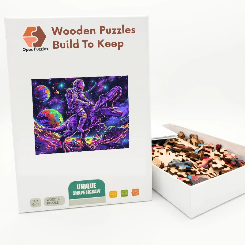 Space Dino Rider Wooden Puzzle – packaged wooden puzzle gift box