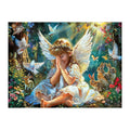 Praying Angel Girl round wooden puzzle