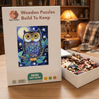 Starlit Moon Owl Wooden Puzzle – packaged wooden puzzle gift box