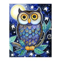 Starlit Moon Owl round wooden puzzle