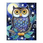 Starlit Moon Owl round wooden puzzle