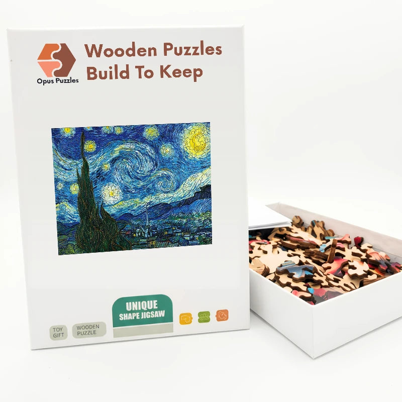 Starry Night Classic Wooden Puzzle – packaged wooden puzzle gift box