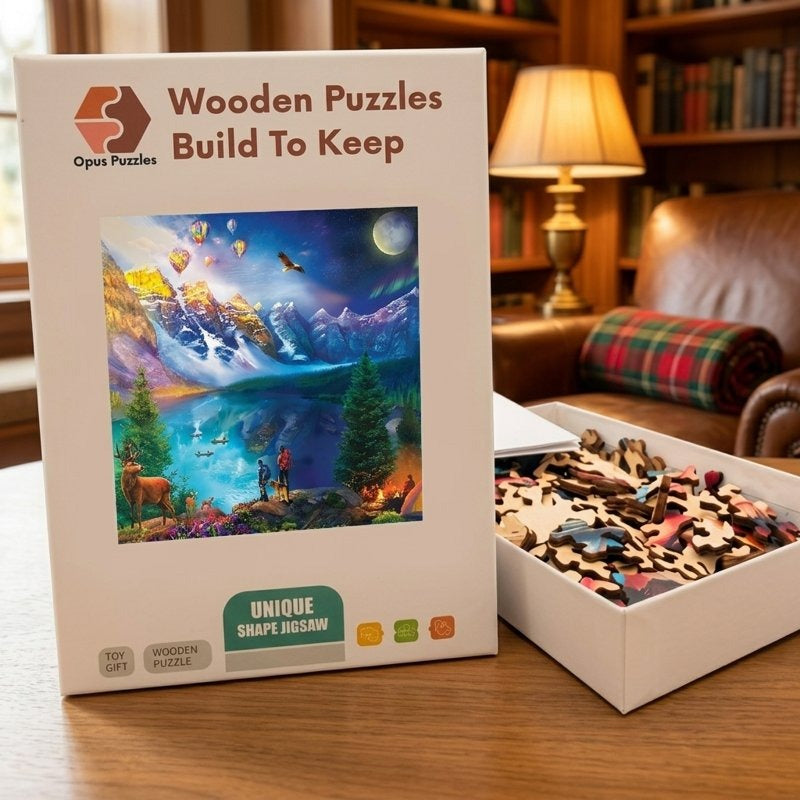 Mountain Lake Wonder Wooden Puzzle – packaged wooden puzzle gift box