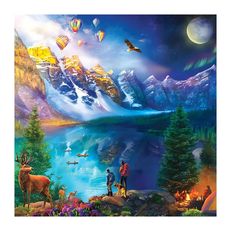 Mountain Lake Wonder round wooden puzzle