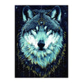 Moonlit Spirit Wolf round wooden puzzle