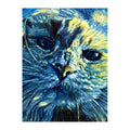 Starry Cat Portrait round wooden puzzle