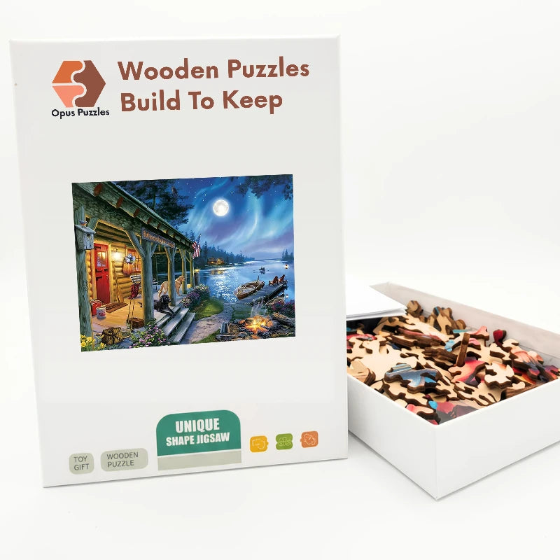 Moonlight Lodge Lake Wooden Puzzle – packaged wooden puzzle gift box