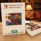 Lakeside Cabin Sunset Wooden Puzzle – packaged wooden puzzle gift box