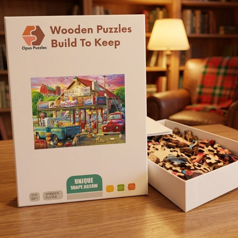 Country General Store Wooden Puzzle – packaged wooden puzzle gift box