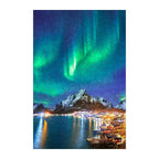 Arctic Aurora Village round wooden puzzle