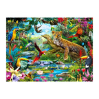 Tropical Jungle Leopard round wooden puzzle