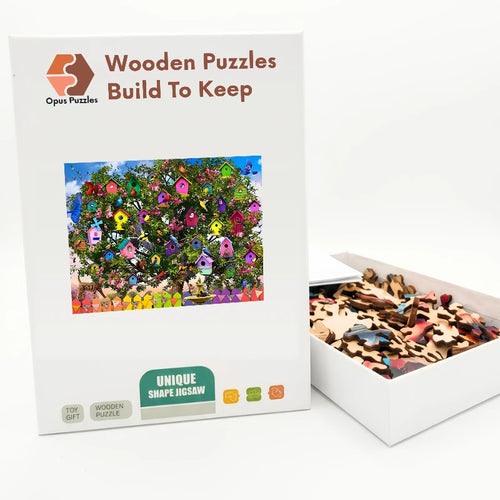 Birdhouse Tree Garden Wooden Puzzle – packaged wooden puzzle gift box