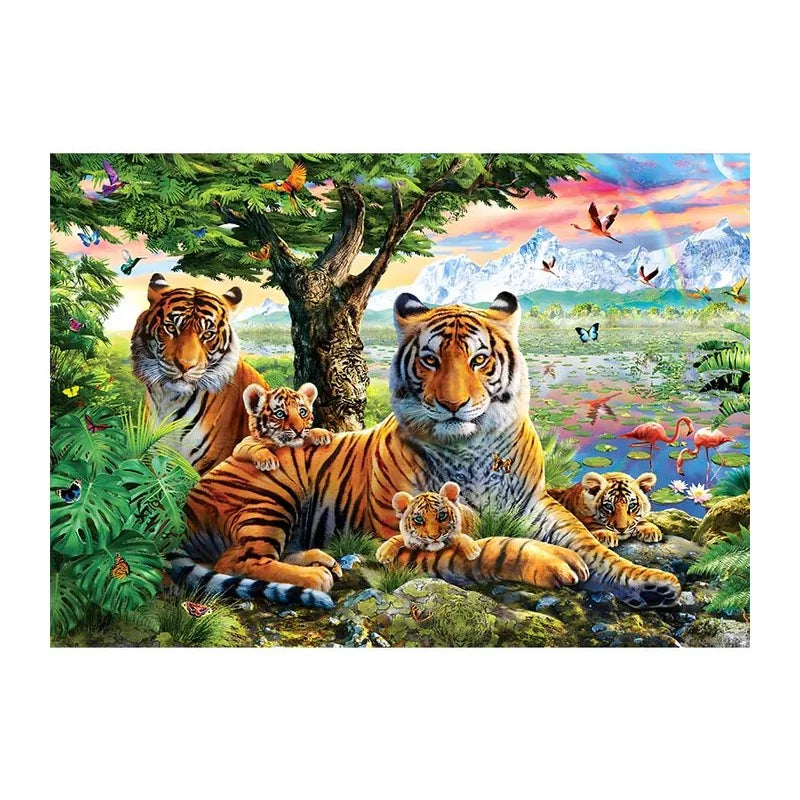 Tiger Family Oasis round wooden puzzle
