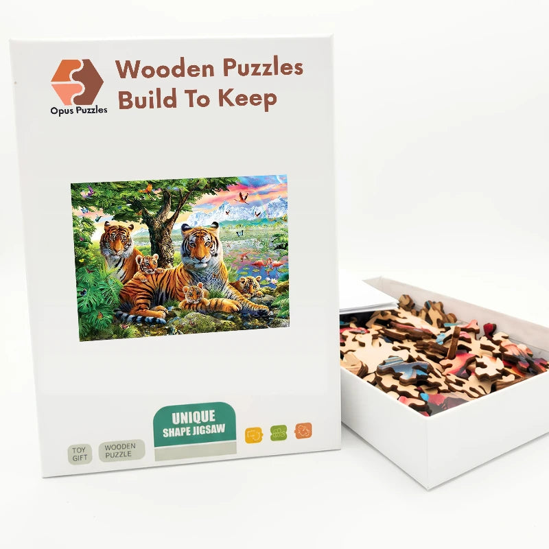 Tiger Family Oasis Wooden Puzzle – packaged wooden puzzle gift box