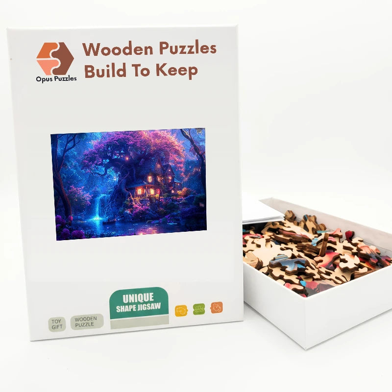 Fairy Treehouse Glow Wooden Puzzle – packaged wooden puzzle gift box