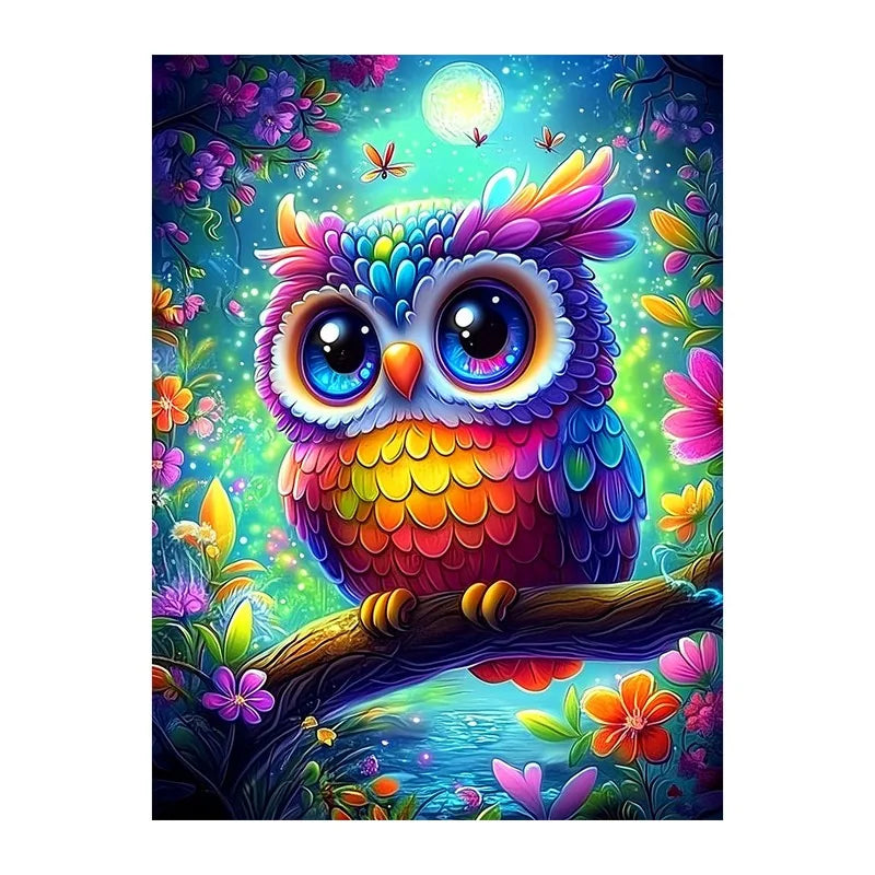 Rainbow Owl Bloom round wooden puzzle