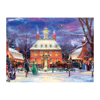 Colonial Winter Carolers round wooden puzzle