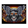 Flaming Skull Wings round wooden puzzle